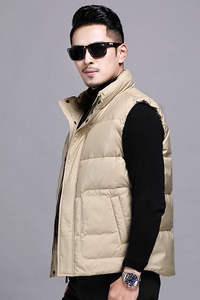 B16922钱塘2020-3冬季男士羽绒服坎肩90白鸭绒休闲加厚外穿P190图片