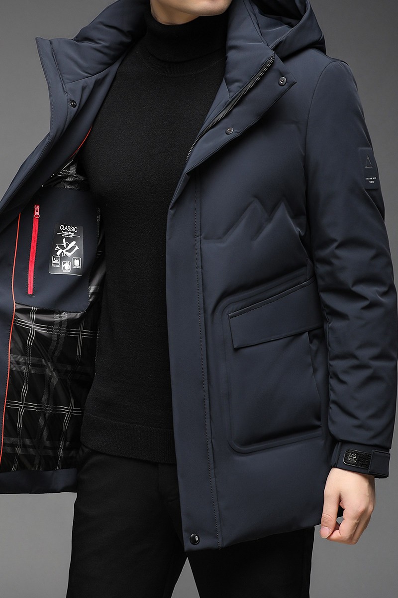 B8649钱塘2020-3冬季连帽男士羽绒服90白鸭绒中长款多口袋P325,男装羽绒服,钱塘207-3