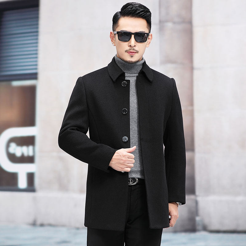 M8808钱塘2020-3秋冬双面尼男士帅气男士商务中长款大衣外套P340，男装毛呢大衣，钱塘207-3