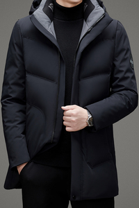V1077钱塘2020-3冬季羽绒服中长款90鸭绒连帽男士休闲外套P285图片