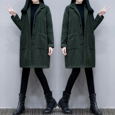 宽松灯芯绒保暖棉服外套女潮女装