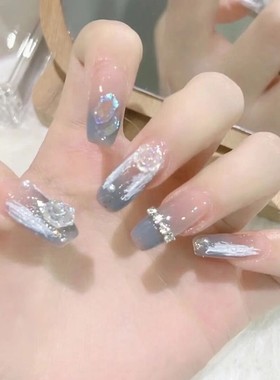 山茶花穿戴甲假指甲贴片新娘