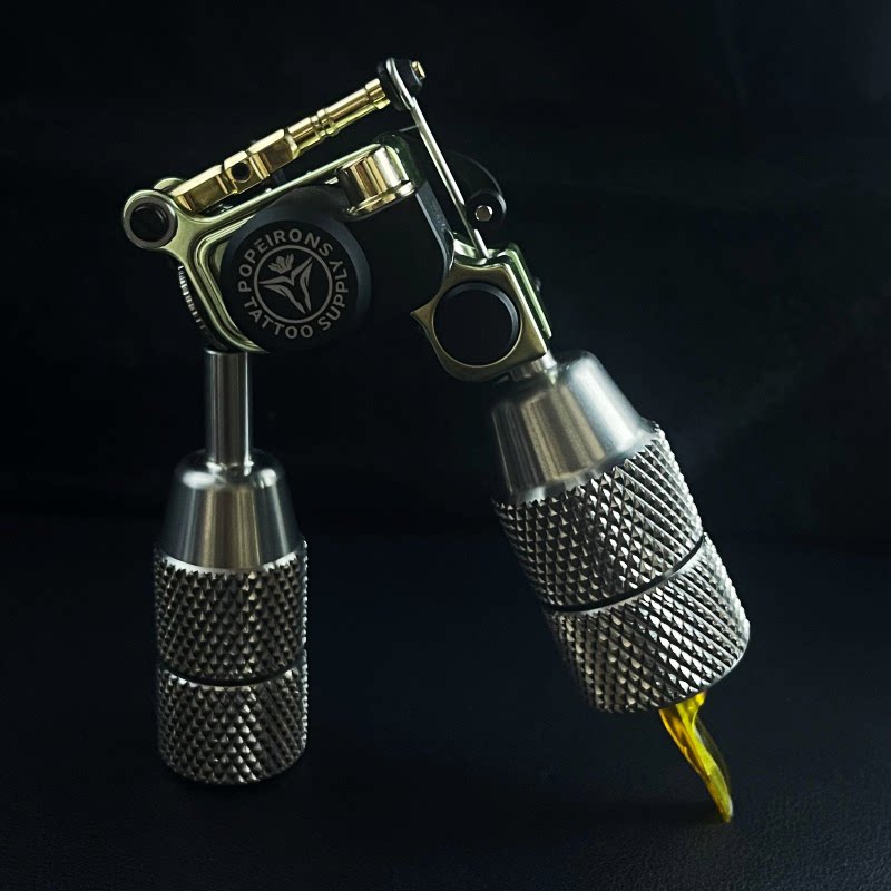 POPEIRONS自锁纹身手柄滚花工艺 弹片马达机手柄 铝制手柄