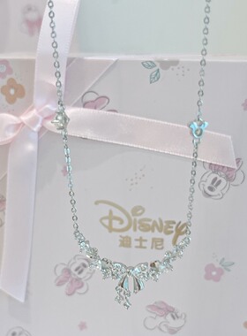 迪士尼项链女款纯银蝴蝶结配饰高级感轻奢小众女生生日礼物送女友