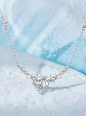 迪士尼项链女款纯银蝴蝶结配饰高级感轻奢小众女生生日礼物送女友