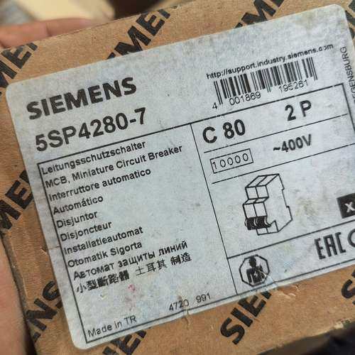 西门子断路器5SP4280-7，C80 2P，电压400V，