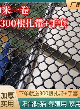 黑色塑料平网阳台防护网防猫垫板防掉防盗防坠封窗网格网垫养鸡鸭
