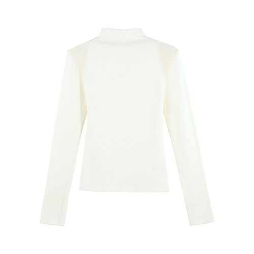 「京京」风半高领纯色长袖上衣女修身百搭基础款打底衫HBZXP71013