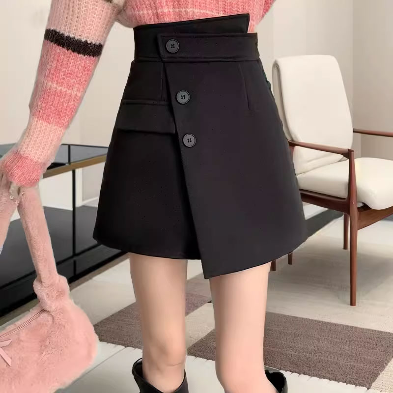高腰短裤女夏纯色百搭小个子宽松显瘦气质阔腿裤楠9
