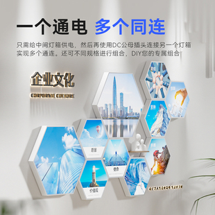 六边形LED抽画灯箱磁吸拼接自由组合一秒换画面企业背景墙广告牌