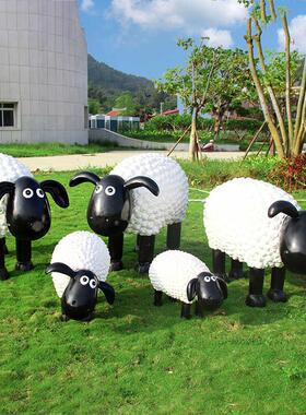 户外卡通肖恩羊雕塑园林景观小品公园景区草坪装饰幼儿园庭院摆件