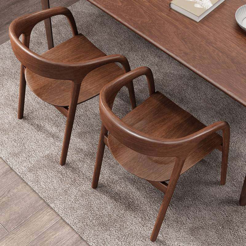 北美黑胡桃木实木餐椅家用简约舒美特扶手椅子靠背轻奢新中式餐厅