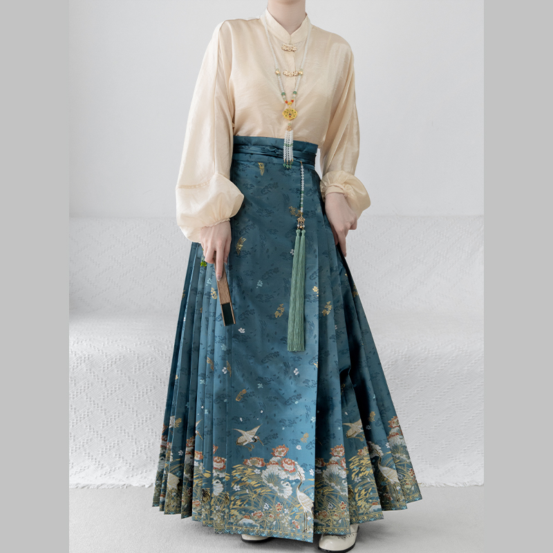 醉雨朵【芦池小景】明制新中式马面裙套装日常可穿汉服女2023新款