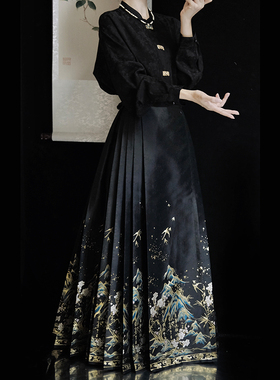 醉雨朵原创千里江山重工明制仿妆花马面裙日常套装汉服女2025新款