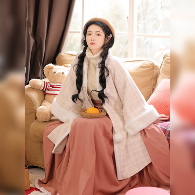 雨朵原创奇迹暖暖毛呢格子汉服