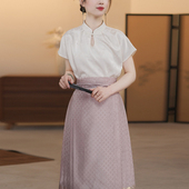 日常百搭暗纹衬衣 国风立领旗袍上衣夏季 醉雨朵原创新中式 改良短袖