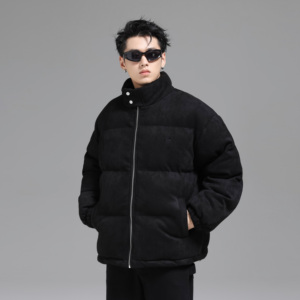 UNKNOWTAL 秋冬刺绣领口排扣加厚保暖麂皮绒棉服宽松高级外套