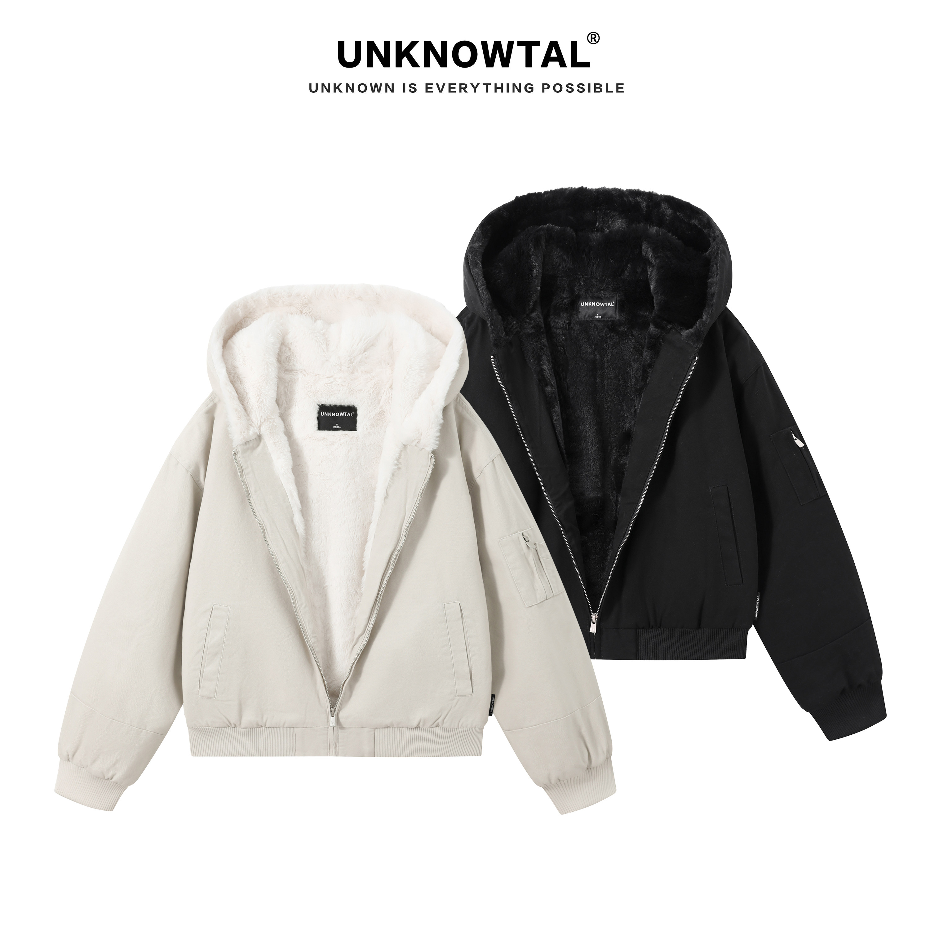 UNKNOWTAL加绒加厚座山雕夹克