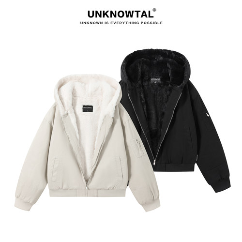 UNKNOWTAL加绒加厚座山雕夹克