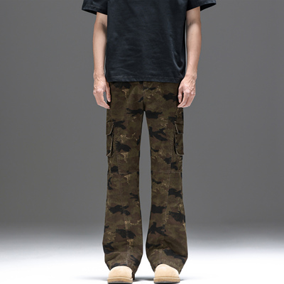 UNKNOWTAL迷彩多口袋微喇工装裤