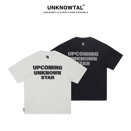 UNKNOWTAL美式植絨印花磨毛短袖