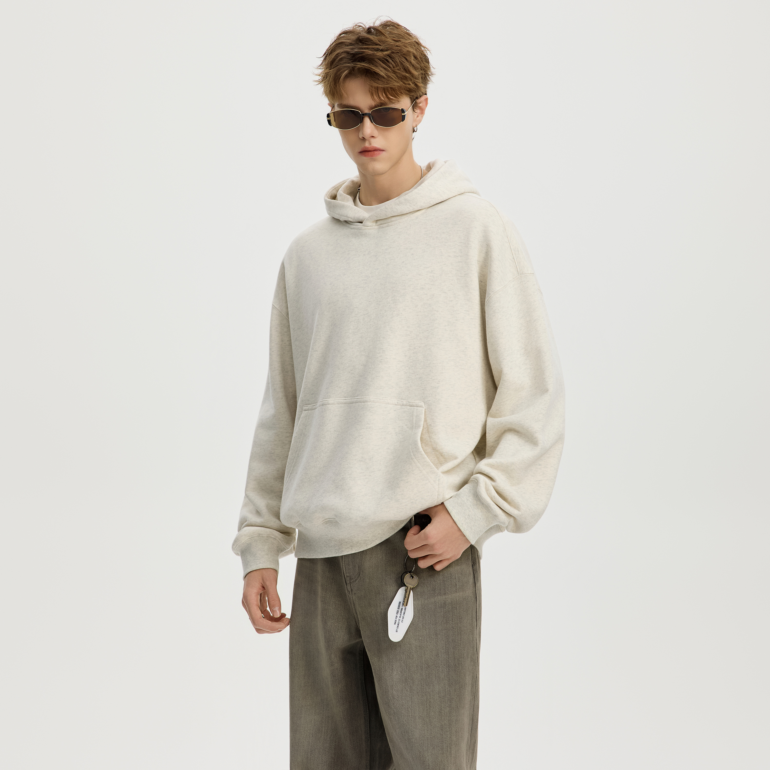 美式纯色简约连帽卫衣