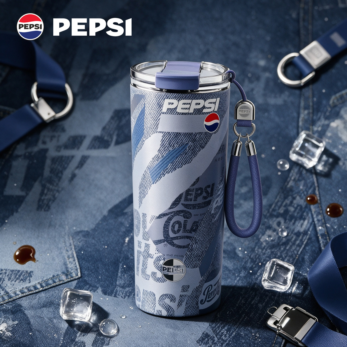 PEPSI百事可乐保温杯男女高颜值大容量不锈钢水杯便携随行吸管杯