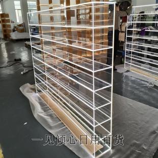 家用亚克力透明发光手办潮玩陈列墙定制商用包包酒柜收纳架展示柜