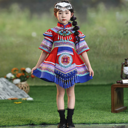 儿童民族服装苗族壮族演出服