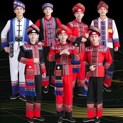 少数民族男成人广西壮族演出服装哈尼族土家族苗族表演服饰三月三