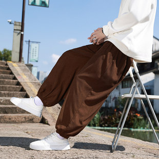 子男秋冬款 阔腿裤 中国风束脚灯笼裤 复古条绒休闲裤 新中式 灯芯绒裤