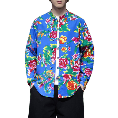 东北长袖衬衫立领中国风