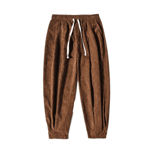 冬季加绒保暖灯芯绒国潮宽松禅修居士服灯笼裤休闲裤男唐装民族风