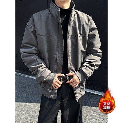 美式潮牌飞行夹克棉服男款高级感秋冬夹棉工装外套翻领高街棒球服