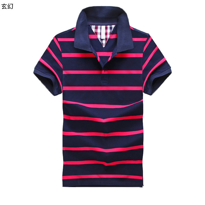 Sea-striped shirt pure cotton Micro-collar p0l0 Easy Male shirt Retro T-shirt Short sleeved polo Cedar horizontal stripes pool Ledin the Men's clothing, T-shirt  category - from Buy2taobao.com to provide professional Taobao agent buy service