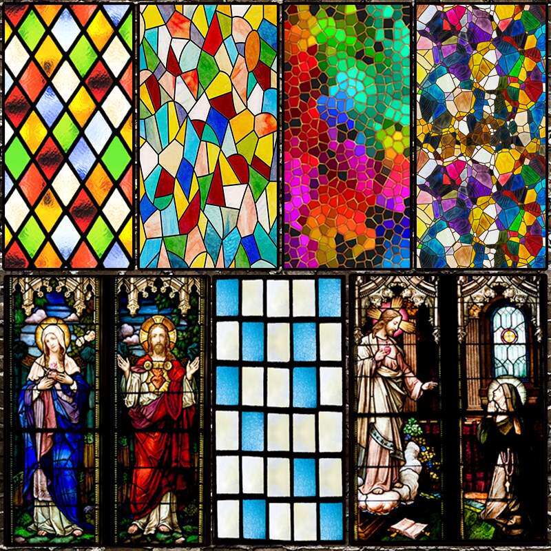 European style colour Retro Church Coloured drawing Art Static electricity Scrub window film Clothes cupboard window Grilles stickersin the Home accessories , Stickers , Ceramic tile/Glass Sticker  category - from Buy2taobao.com to provide professional Taobao agent buy service
