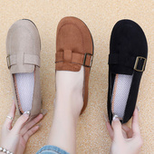 春秋季 软底百搭勃肯豆豆鞋 老北京布鞋 新款 女一脚蹬平底透气妈妈鞋