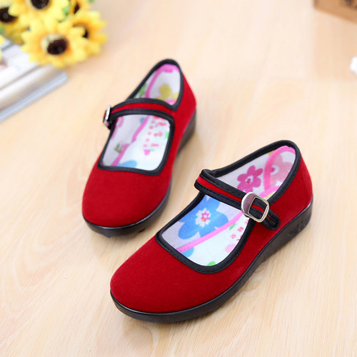 老北京布鞋平跟黑色方口舞蹈鞋