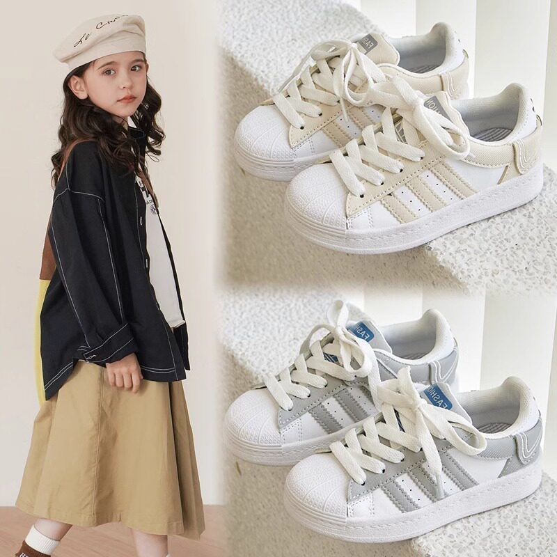 儿童运动鞋春秋季2024新款女童贝壳头板鞋宝宝鞋子潮牌男童小白鞋