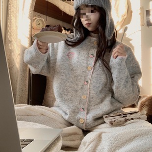 2025新款 女秋冬宽松毛衣外套韩系小个子上衣女 早秋季 软糯针织开衫