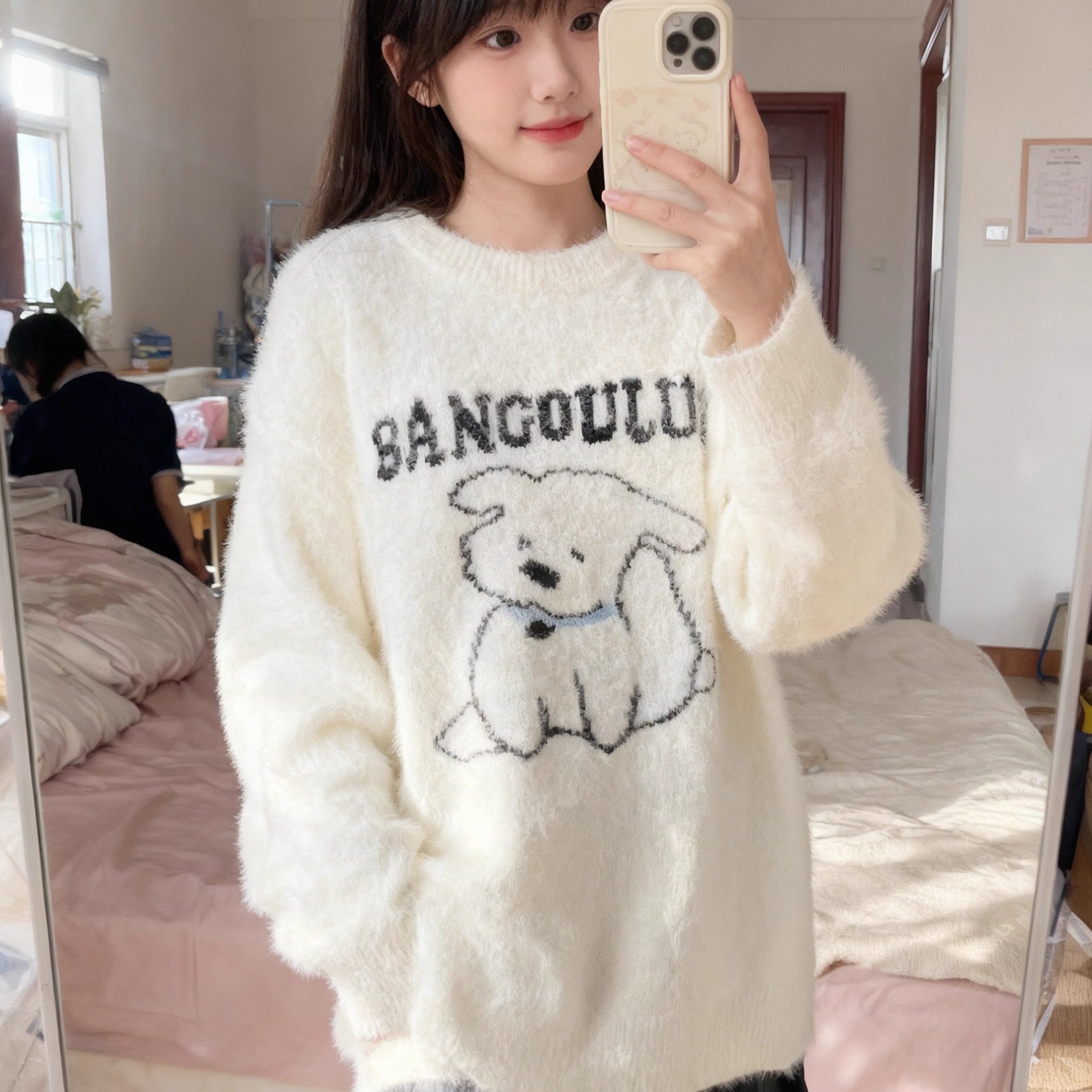 秋冬新款马海毛狗狗减龄毛衣女