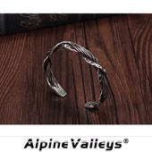 小众男士 镀银手镯男生高级感男款 情侣镯 浮木 复古做旧镀银