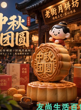 中秋团圆卡通月饼装饰摆件