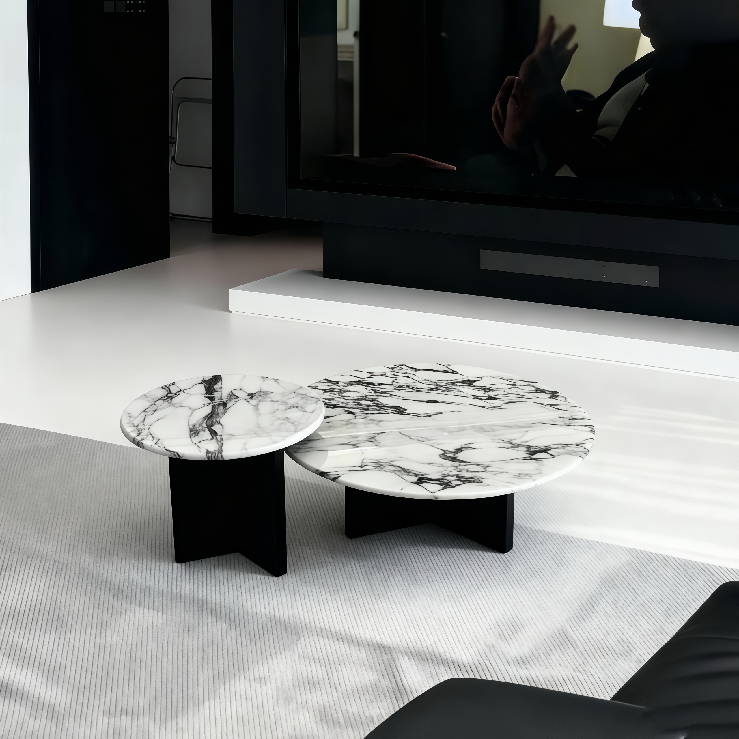 法式意式设计师款大理石茶几组合