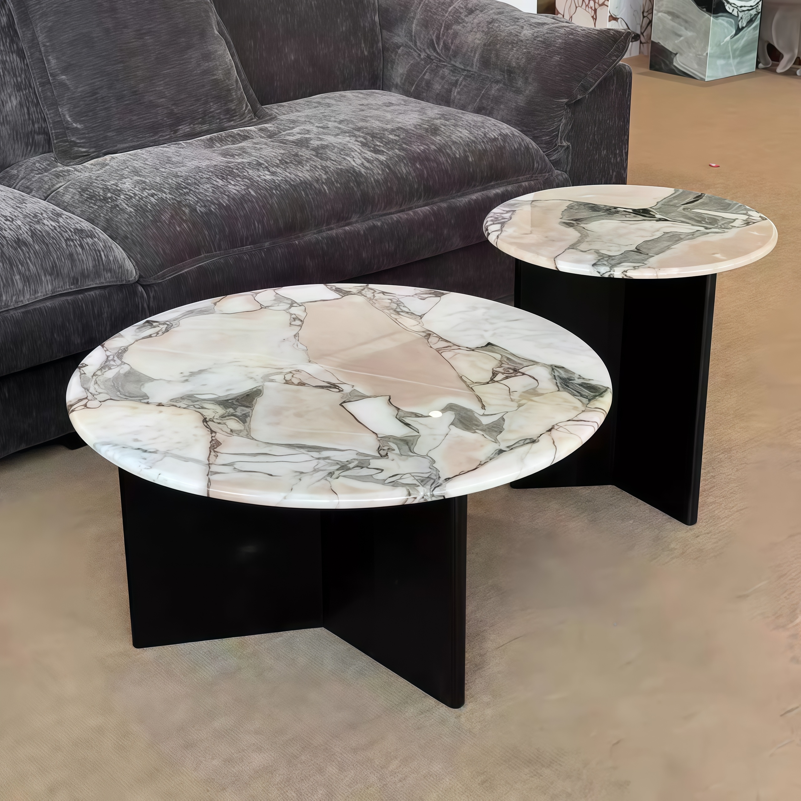 意式简约设计师款大小组合茶几