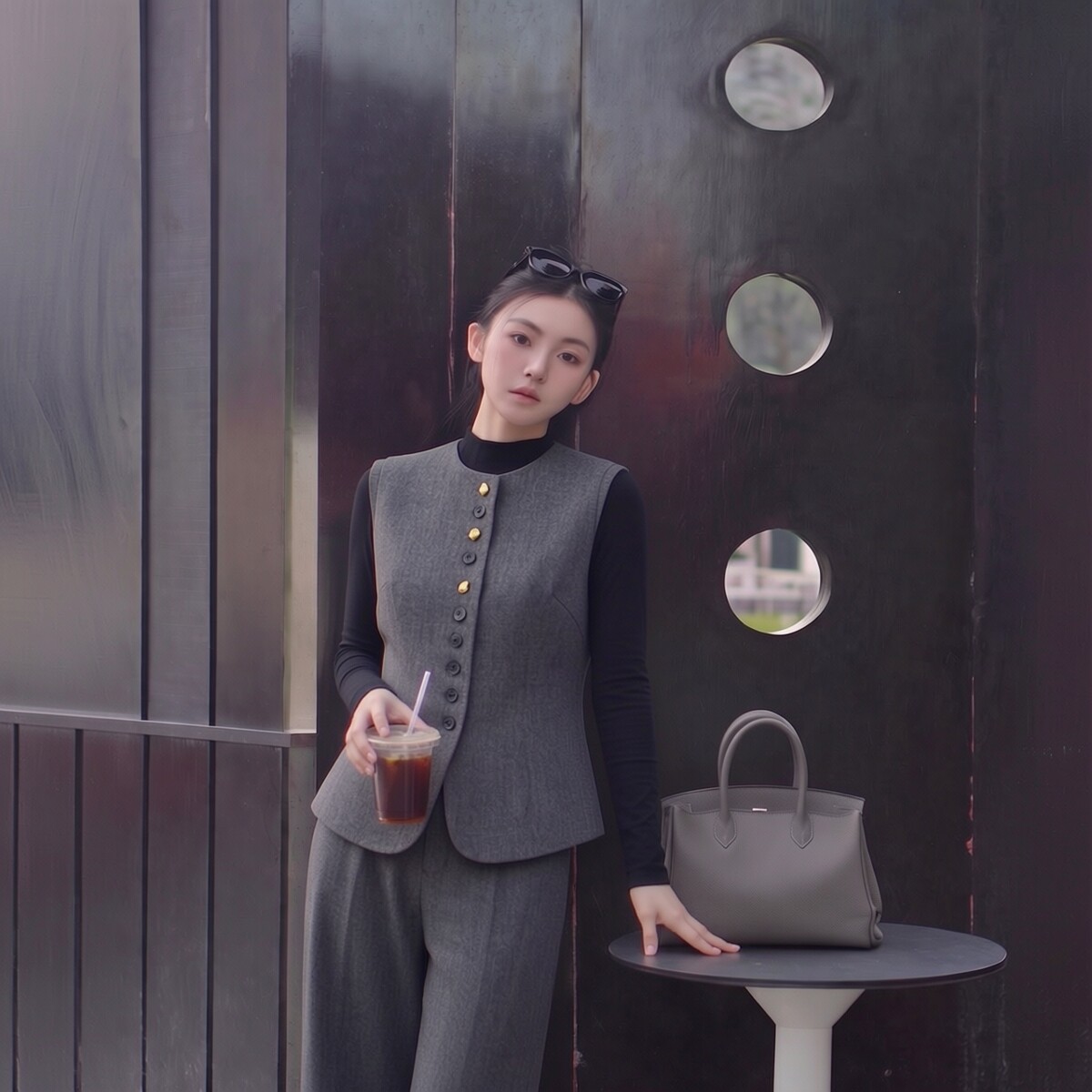 衣莎美诺春秋女西装马甲三件套