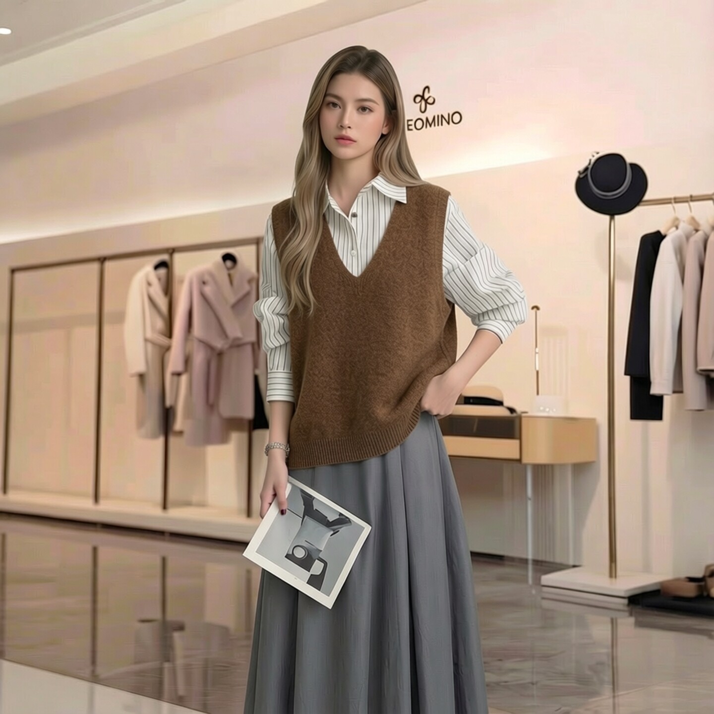 纯羊毛衫针织无缝马甲夹女春秋百搭叠穿马夹上衣V领圆领背心ACYC