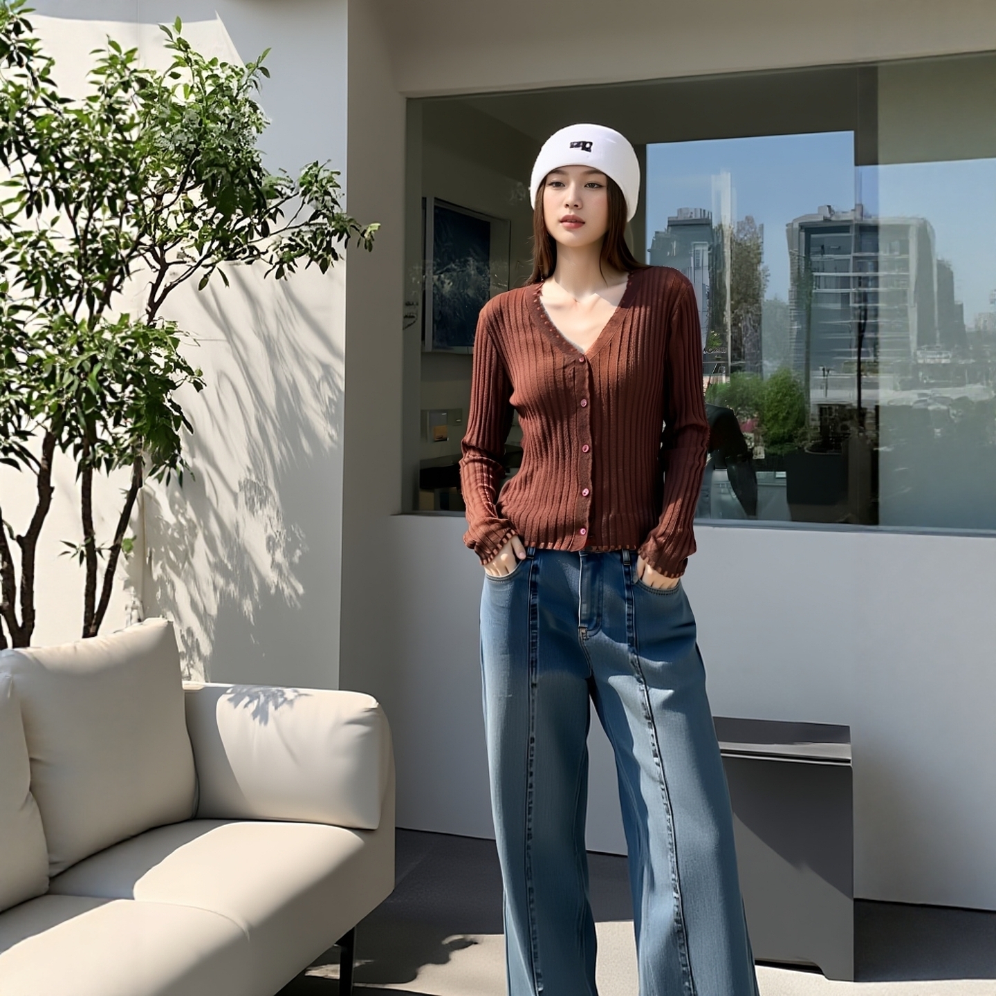 春秋长袖针织开衫女上衣法式复古