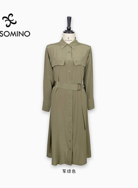 AESOMINO衣莎美诺春秋连衣裙军绿色Y261C1016