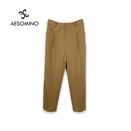 AESOMINO衣莎美诺夏简约高腰显瘦休闲裤女长裤Y290B8107